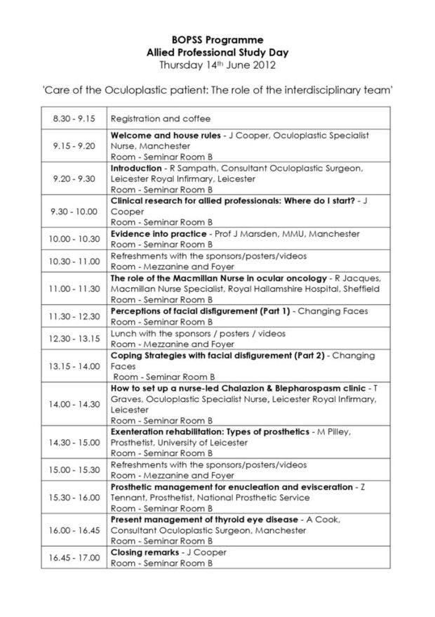 BOPSS 2012 Allied Professionals Programme BOPSS